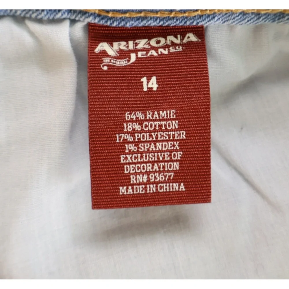 Arizona Skinny Jeans Girls Size 14 Blue‎ Cotton Blend Light Wash Mid Rise
